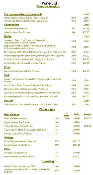 Park Terrace Restaurant menu