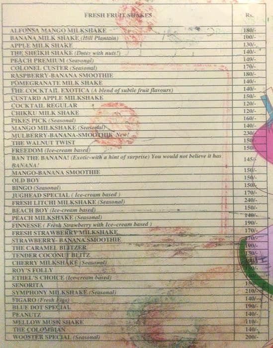 Fruit Shop on Greams Road, Egmore menu
