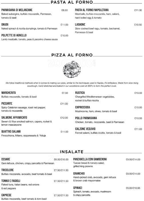 Menu at Piccolino Caffé Grande, Manchester restaurant, Manchester, 8 ...