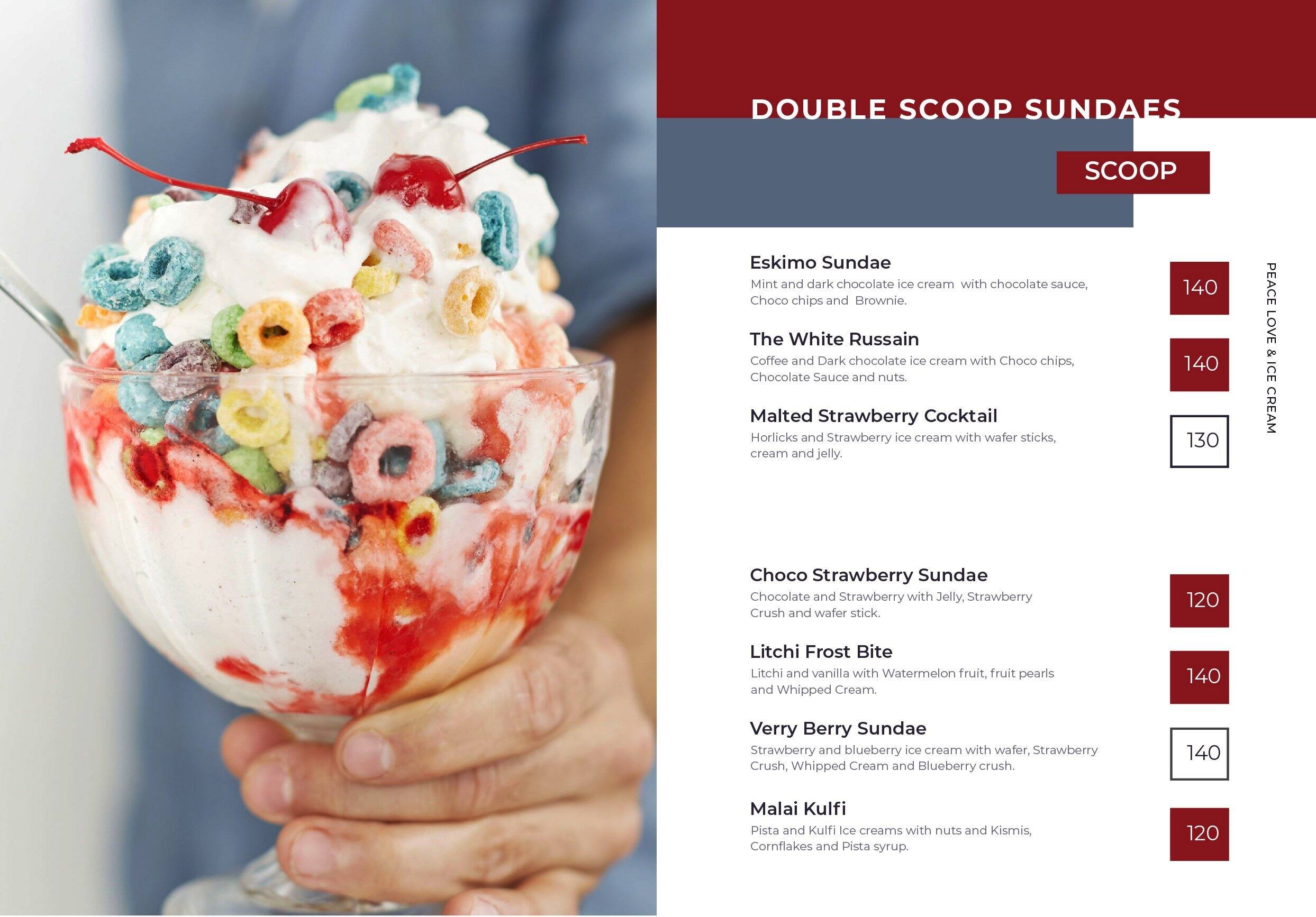 Menu at Rajdhani Ice Cream Parlour, Kochi