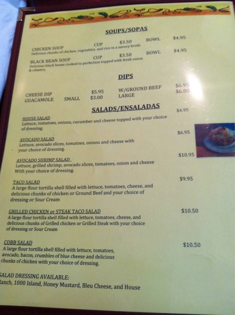 Carta de Mi Rancho Mexican Restaurant