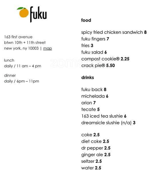 Momofuku Menu, Menu for Momofuku, East Village, New York City ...