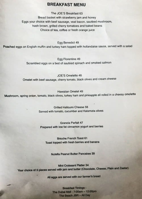 Joe's Cafe Menu, Menu for Joe's Cafe, Downtown Dubai, Dubai - Zomato