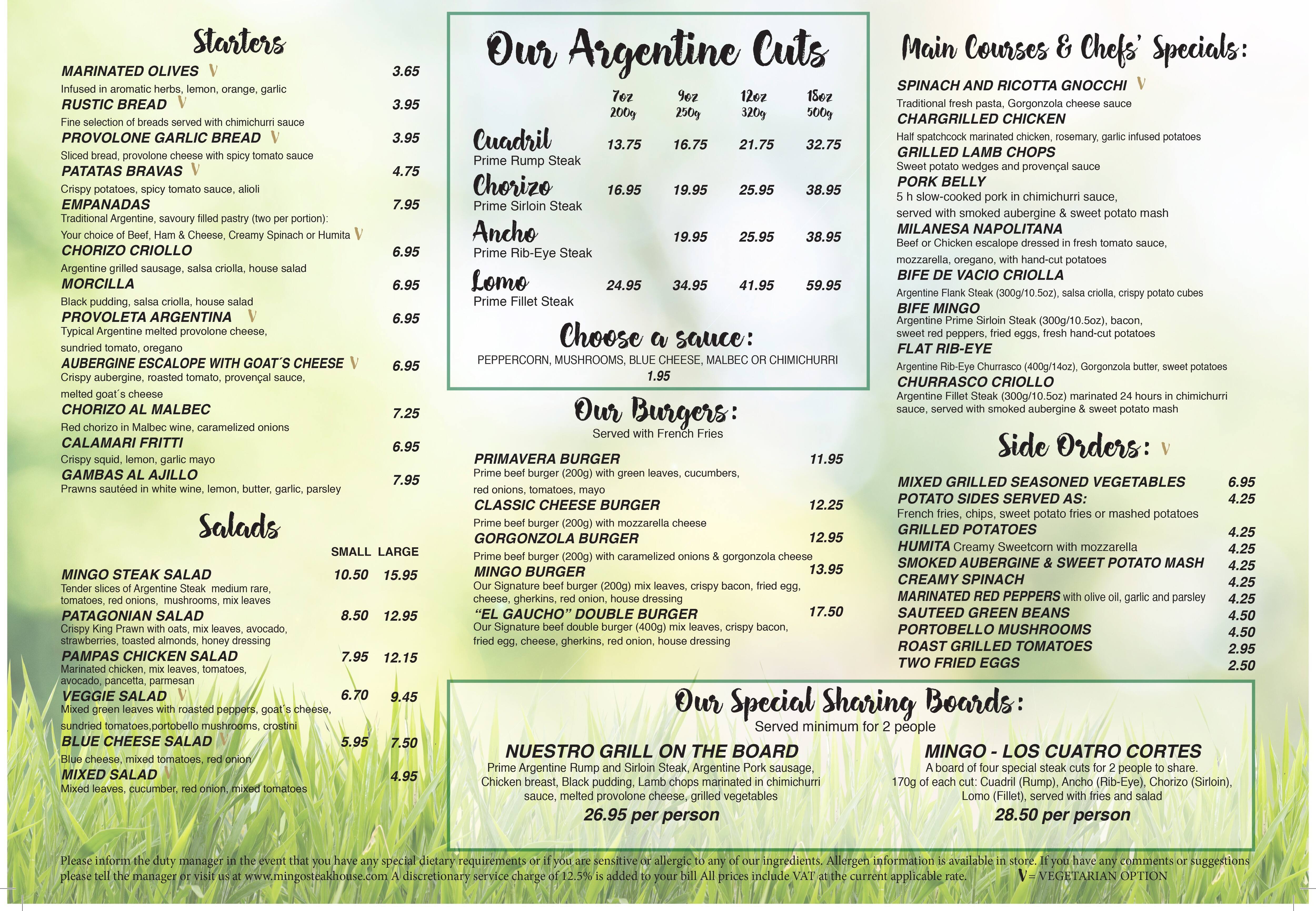 Buenos Aires Argentine Steakhouse Menu Zomato UK