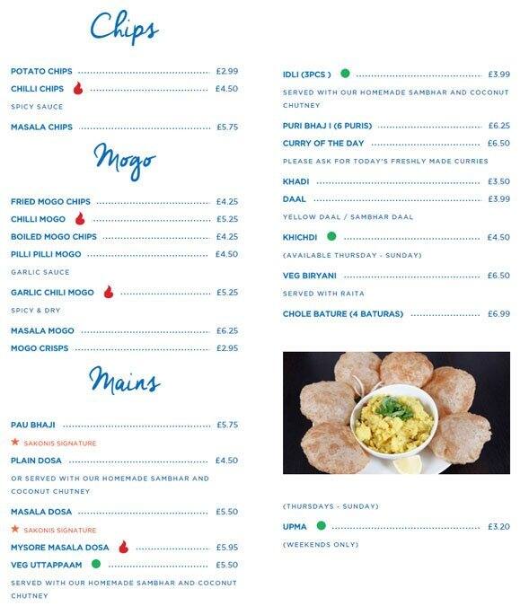 Menu at Sakonis Restaurant, Hayes, 13 Uxbridge Rd