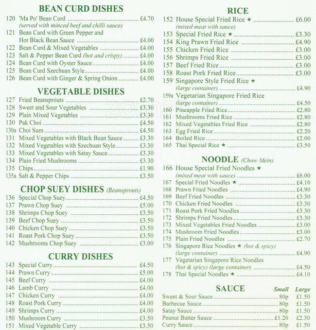 Menu at New Bowl restaurant, Hayes, New Bowl Restaurant Clayton Rd