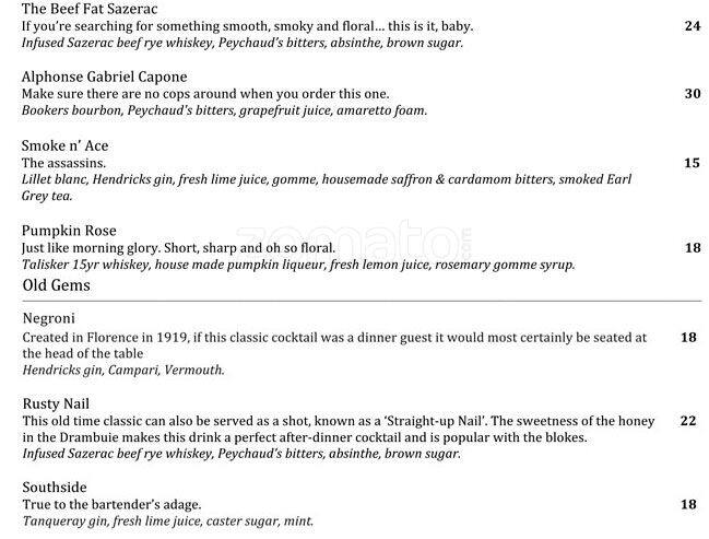 Goldfinch menu