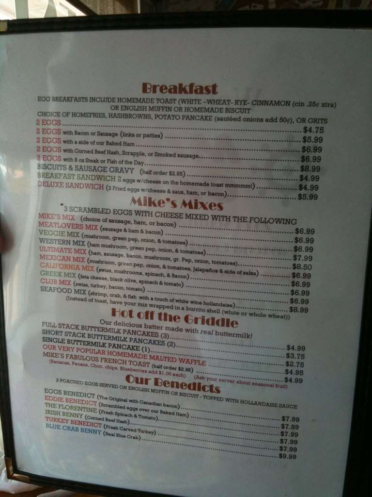 Mike S Galley Menu Menu For Mike S Galley Daytona Beach Shores Daytona Beach