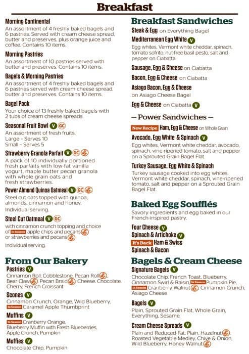 Panera Bread Menu Prices Printable