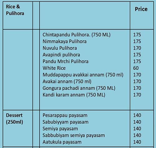 Shero Home Food - Andhra menu