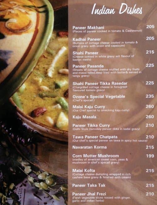 Ozone Resto Lounge menu