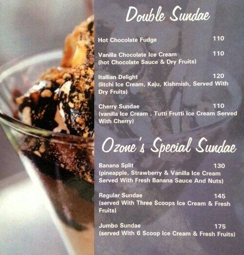 Ozone Resto Lounge menu