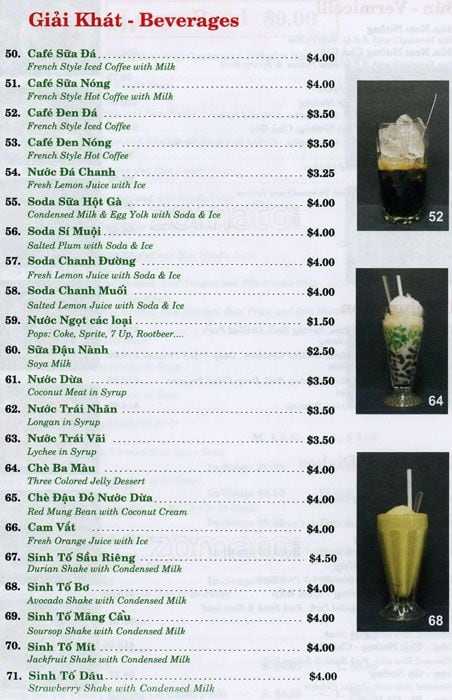 Pho Tau Bay menu