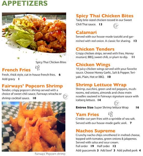 Menu at Fairways Grill & Patio restaurant, Coquitlam
