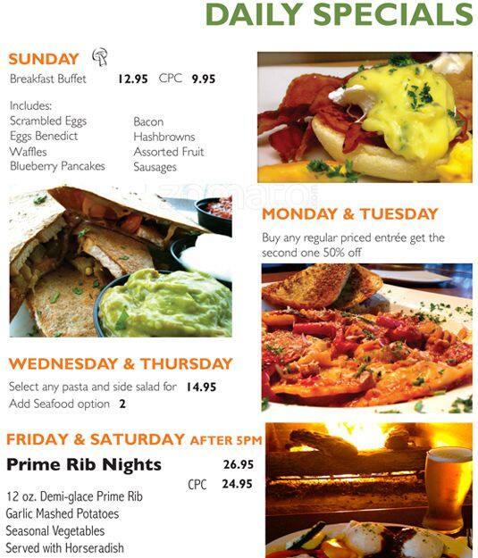 Menu at Fairways Grill & Patio restaurant, Coquitlam