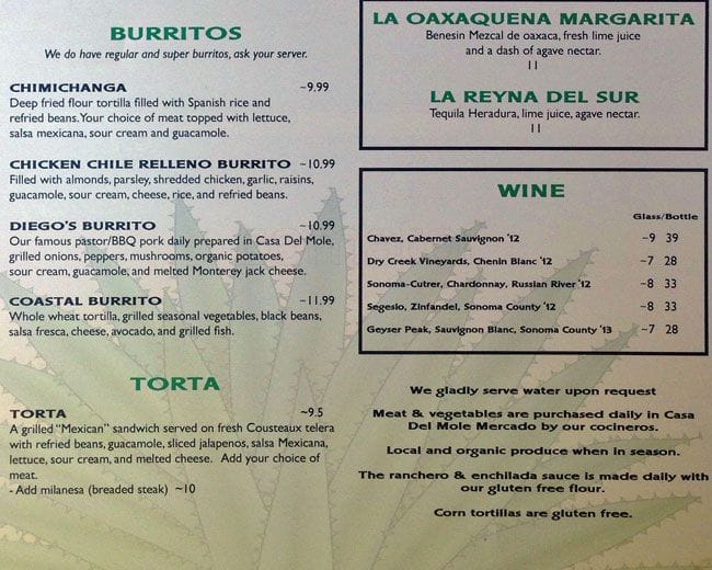 Menu at Agave Mexican Restaurant & Tequila Bar, Healdsburg