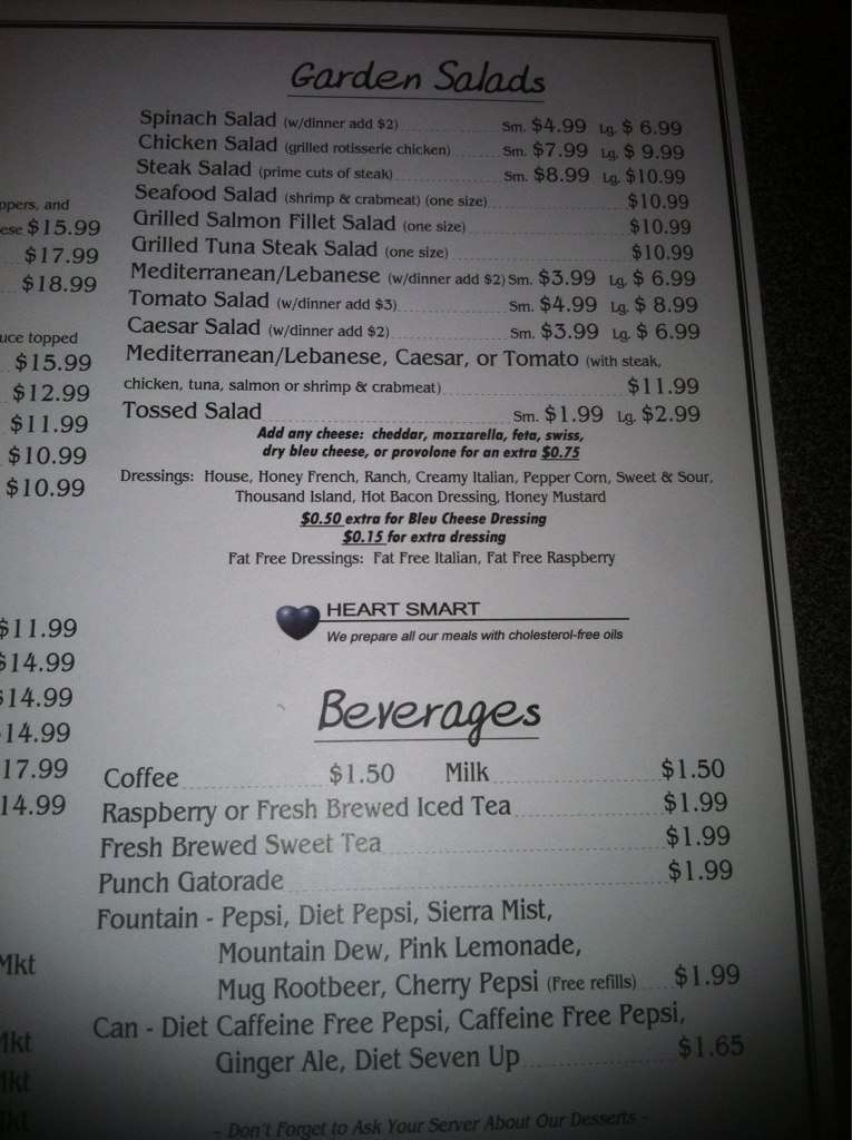 Menu at Abbey's Restaurant, Wheeling