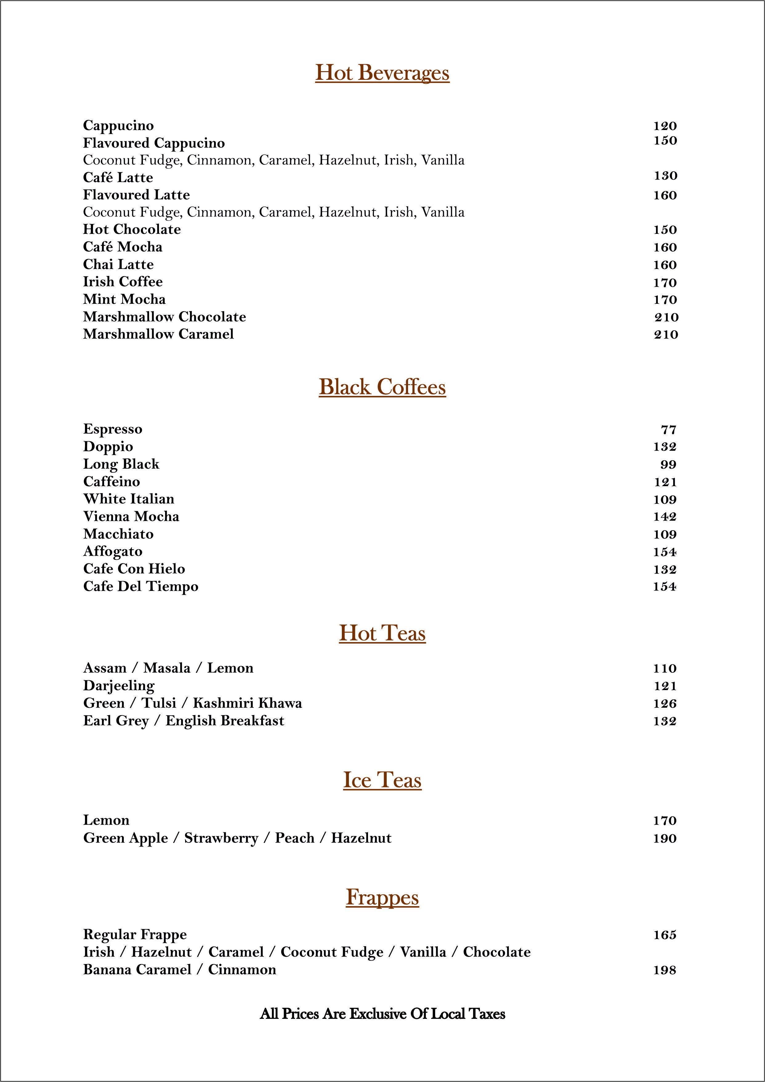 Menu Of Roasted Beans Cafe Cbd Belapur Navi Mumbai