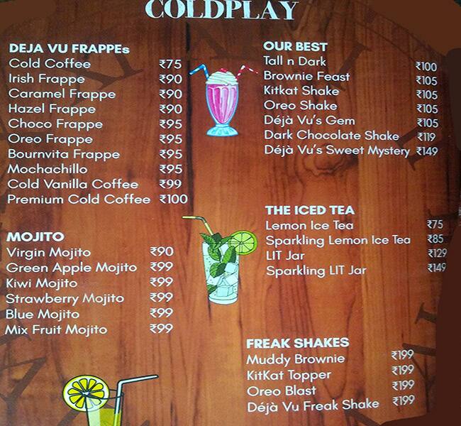 Cafe Deja Vu menu