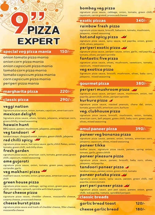 Menu of Octant Pizza, Sola, Ahmedabad