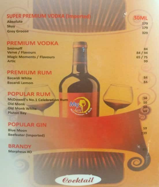 My Love Restaurant & Bar menu