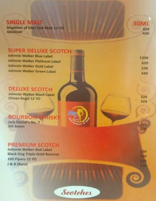My Love Restaurant & Bar menu