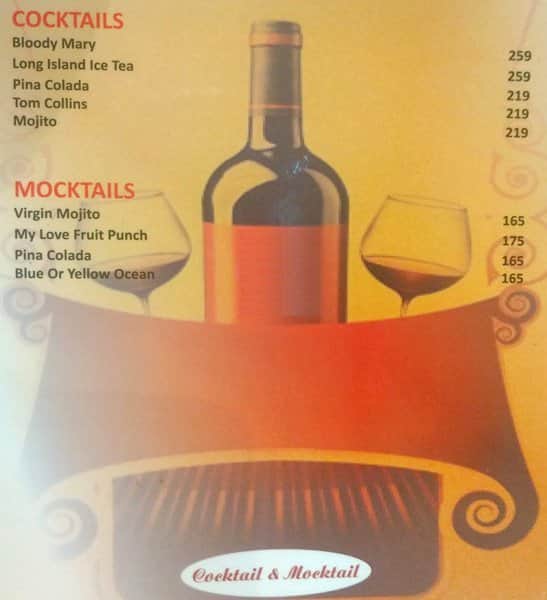 My Love Restaurant & Bar menu