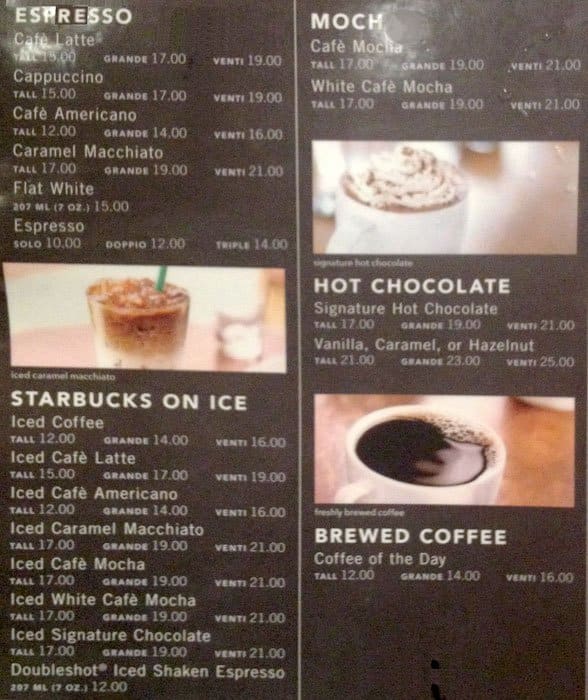 starbucks hot drinks menu