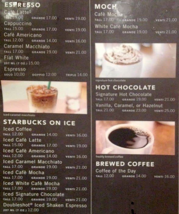 recent menu discount in starbucks