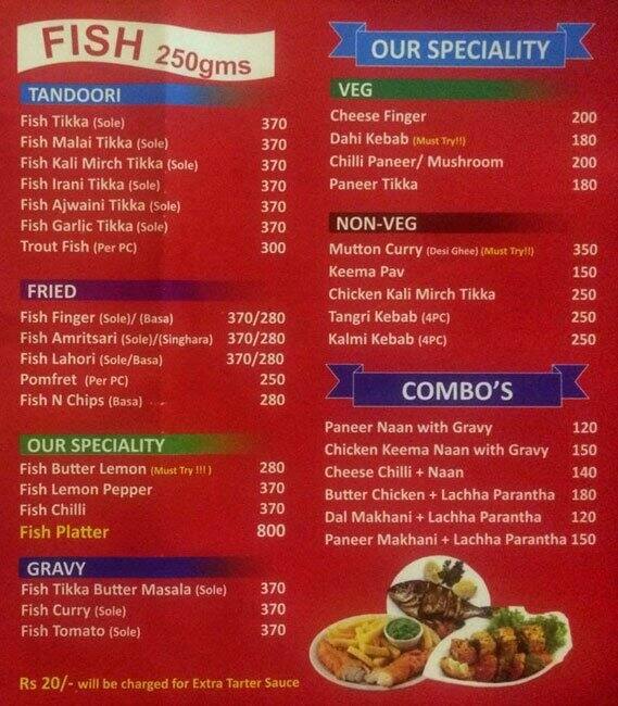 Chaska by Fish Masters menu
