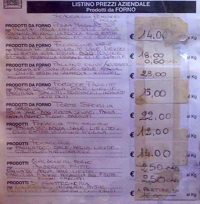 Menu di Natural Bakery - Damiani 