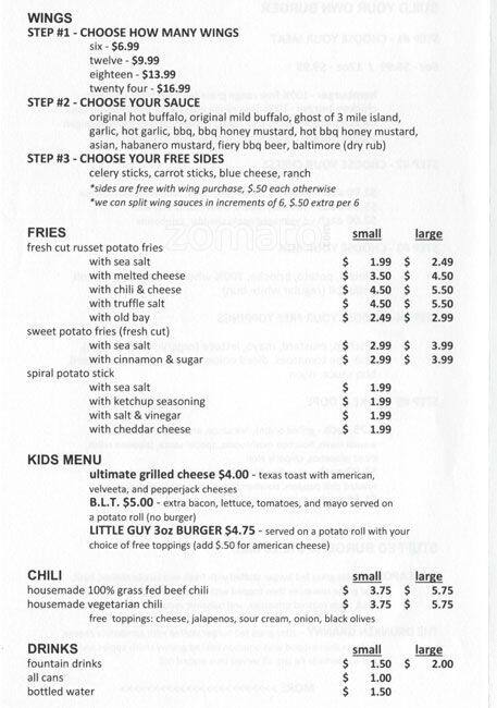 Menu at The Burger Point restaurant, Chicago