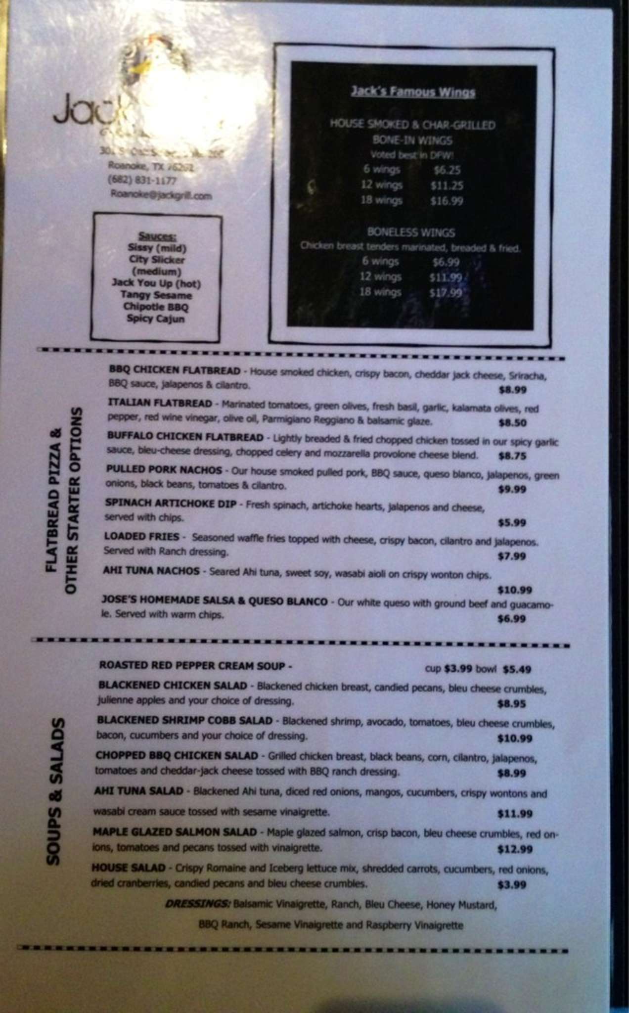 Jack & Grill Menü, Jack & Grill, Roanoke, Roanoke için Menü