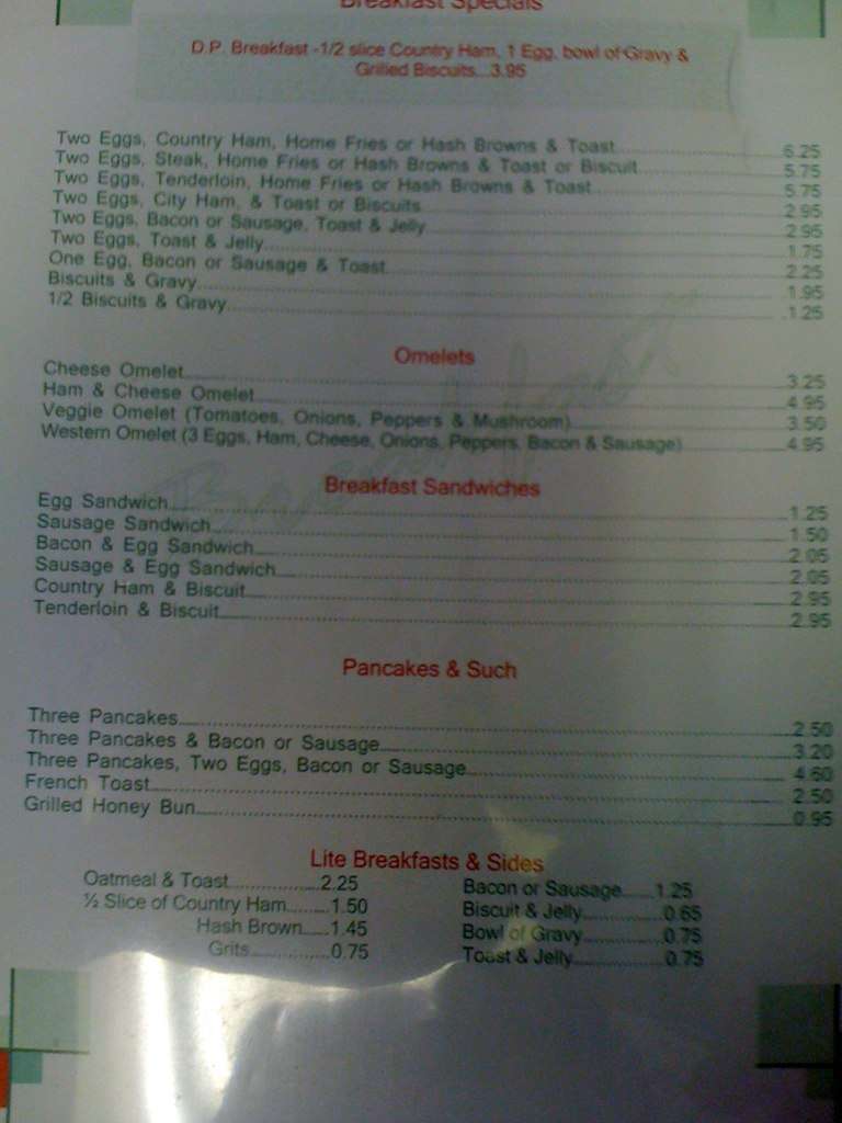 Opal's Restaurant Menu, Menu for Opal's Restaurant, McKee, McKee