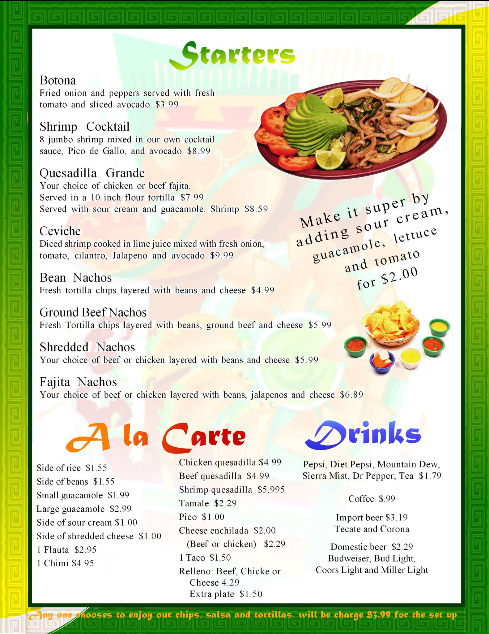 Menu at Munoz Mexican Restaurant, Anadarko