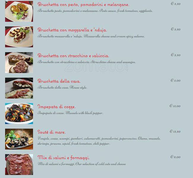 Menu di Il Pastarito Ristorante Pizzeria 