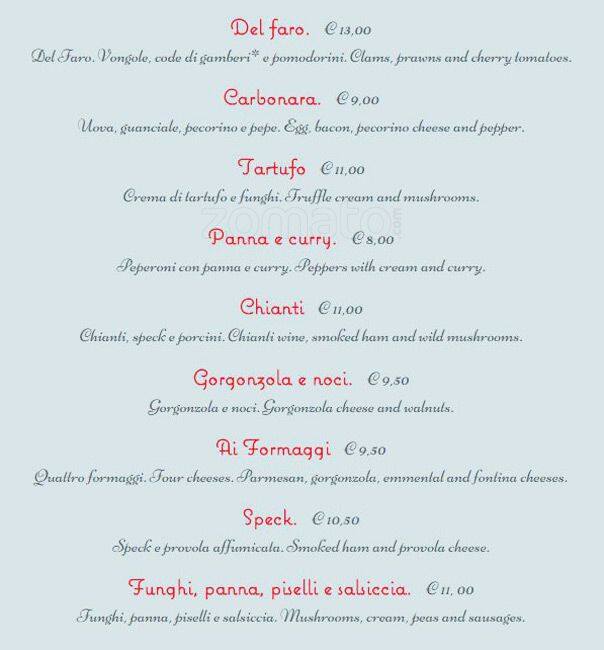 Menu di Il Pastarito Ristorante Pizzeria 