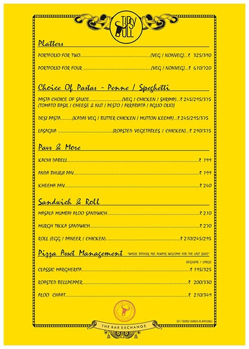 Tipsy Bull - The Bar Exchange - Bellandur menu