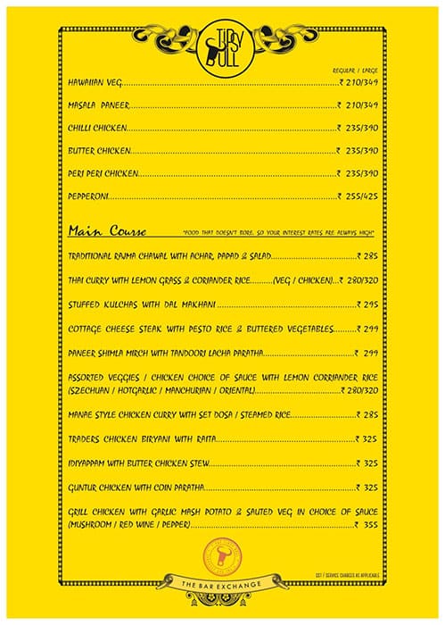 Tipsy Bull - The Bar Exchange - Bellandur menu