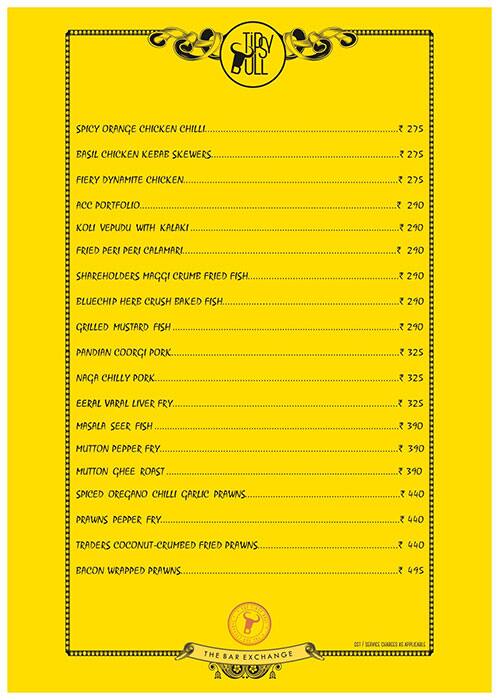 Tipsy Bull - The Bar Exchange - Bellandur menu
