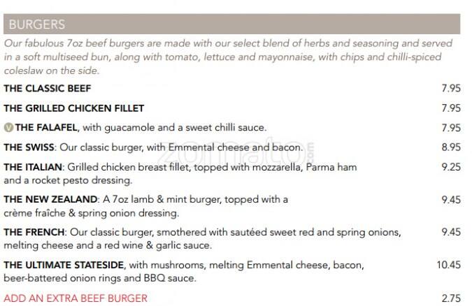 Bar 10 menu