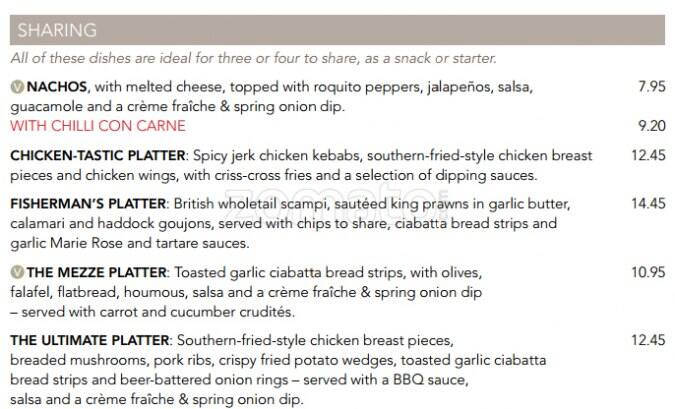 Bar 10 menu