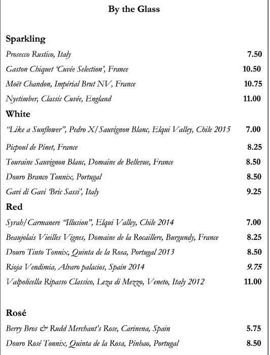 Mark's Bar menu