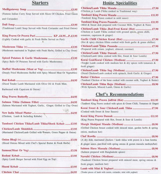 New India Menu, Menu for New India, Bromley, London Zomato UK