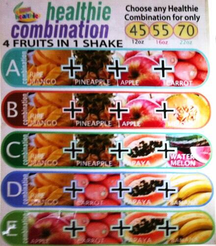 Healthie menu