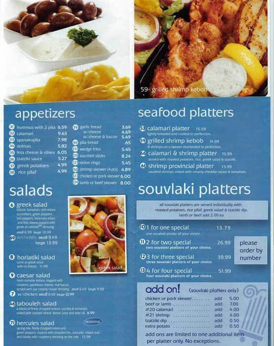 Greek on Wheels Menu, Menu for Greek on Wheels, Hunt Club, Ottawa