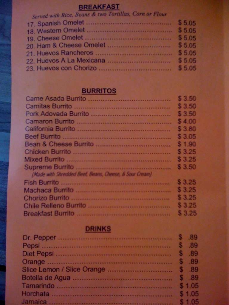 Gloria's Taco Shop Menu, Menu for Gloria's Taco Shop, Golden Hill/South