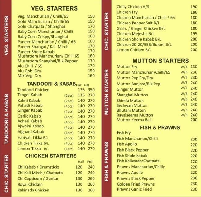 Hyderabad Biryaani Palace Menu - Zomato