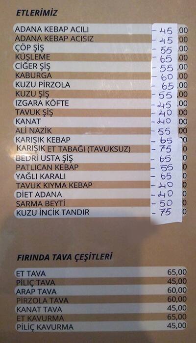 Bedri Usta Menu Bedri Usta Kalamis Istanbul Icin Menu