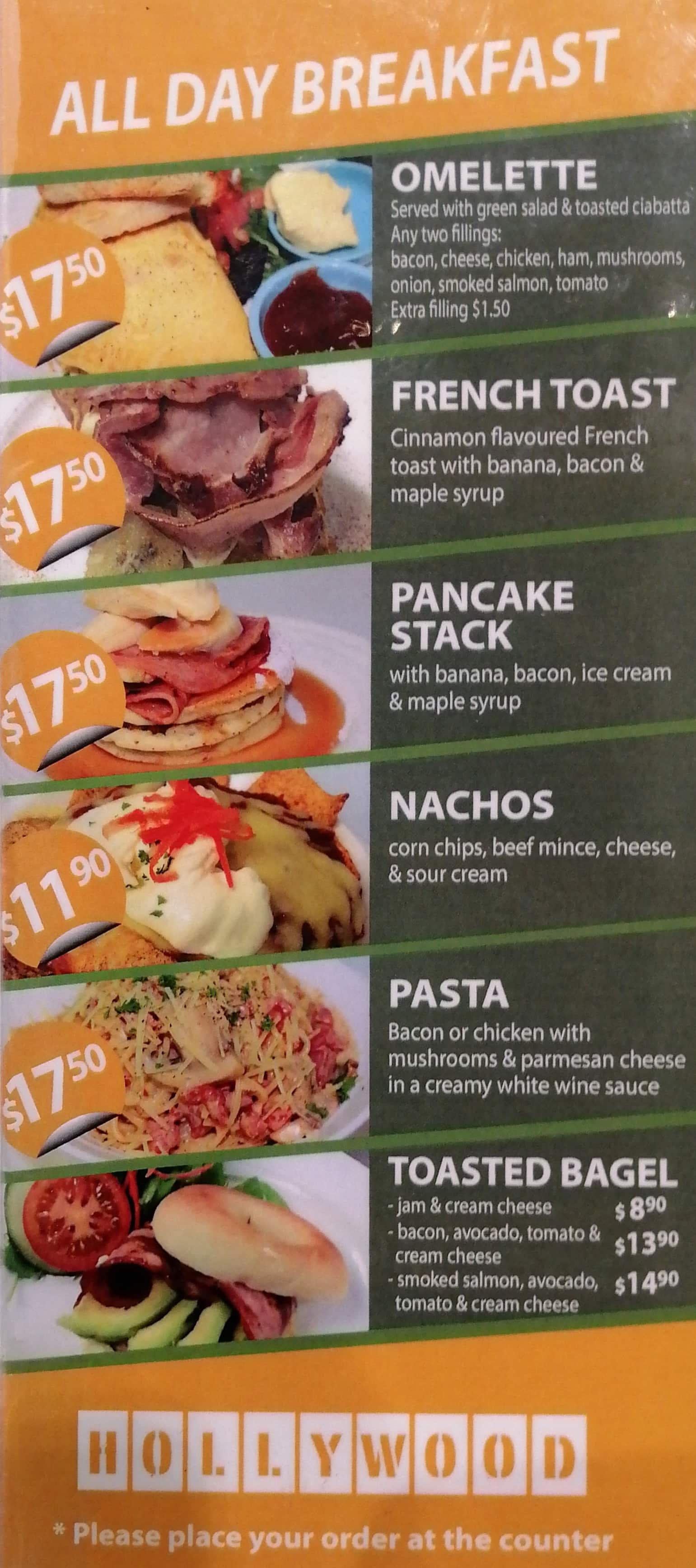 Menu at Hollywood Bakery Espresso, Auckland, Shop S420